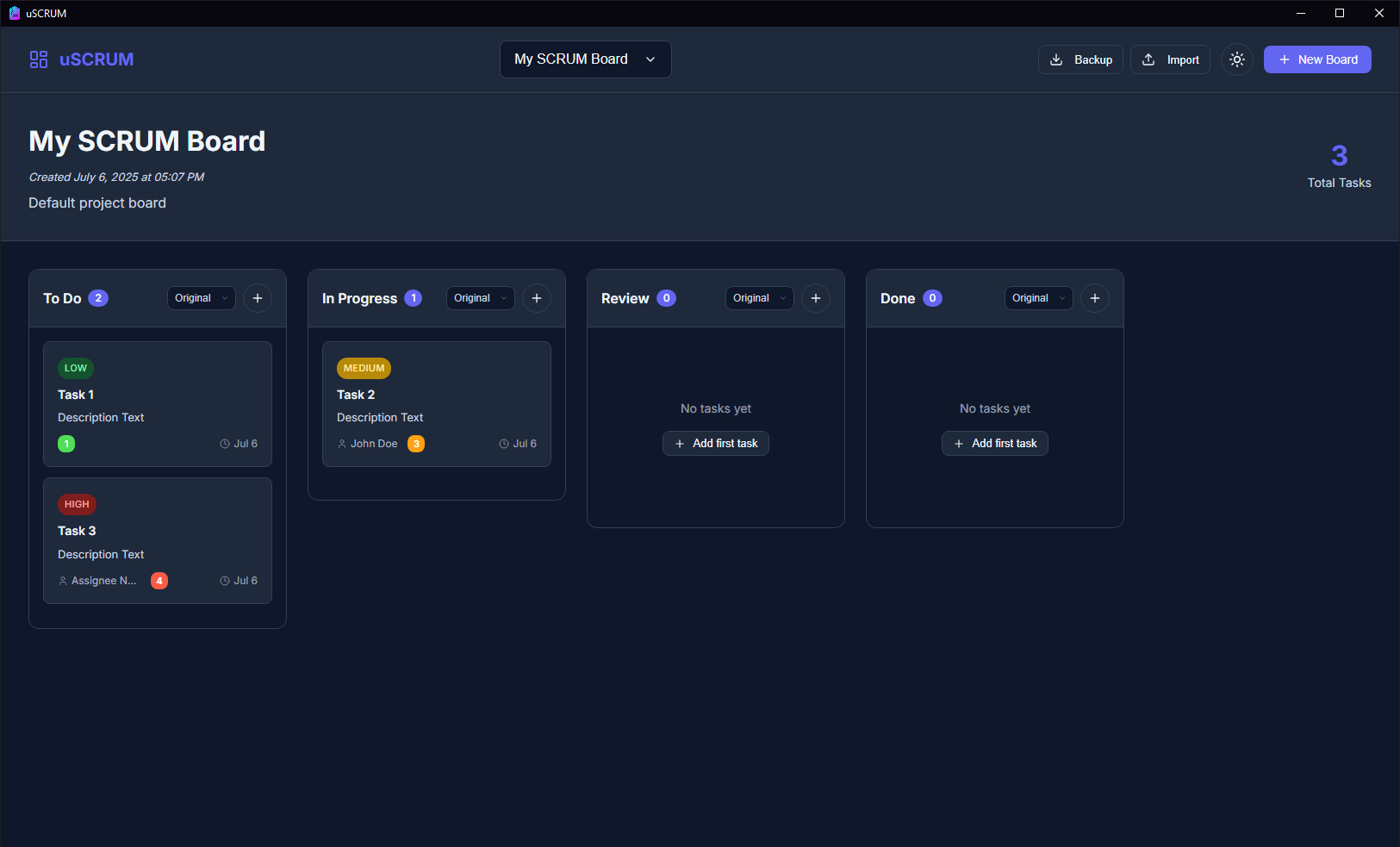 uSCRUM dark mode